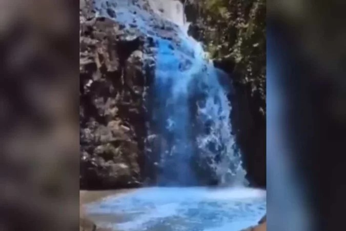 MP vai investigar chá revelação que tingiu cachoeira de azul