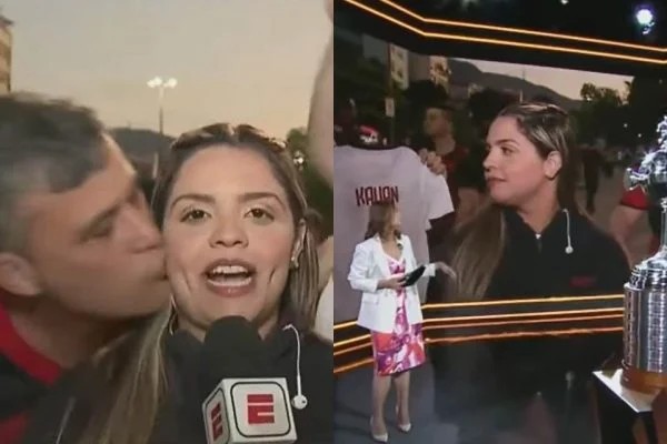 Vídeo: Repórter da ESPN é assediada ao vivo por torcedor do Flamengo