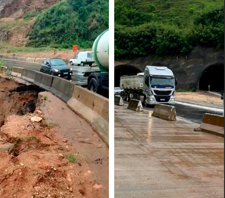 BR-381: trânsito é alterado para túneis em Antônio Dias por risco de deslizamento