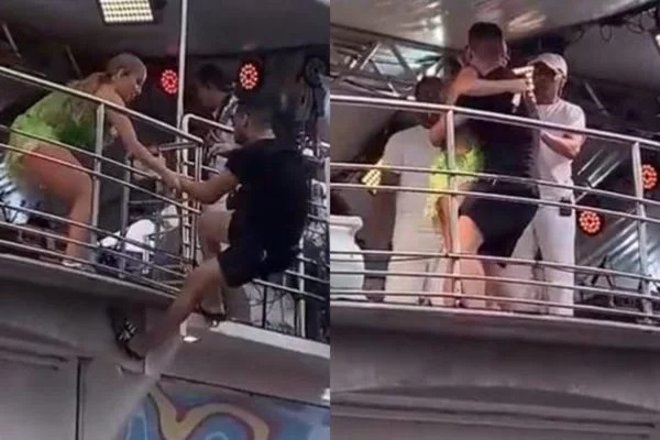 Claudia Leitte se irrita com fã que escalou trio: “Me cuspiu toda”