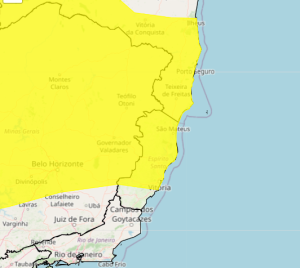 Vale do Aço está sob alerta de chuvas intensas para esta segunda-feira