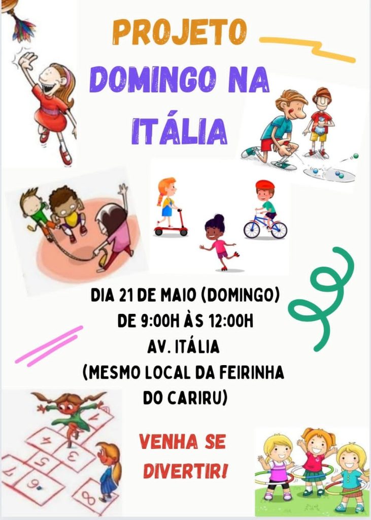 "Domingo na Itália" será realizado neste domingo no bairro Cariru; parte da avenida será fechada