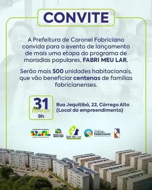 Coronel Fabriciano dá início a nova fase do programa habitacional com 500 moradias