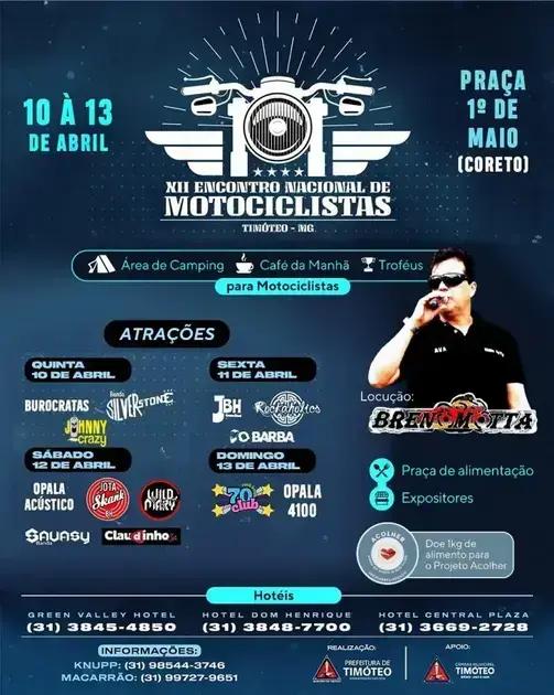 XII Encontro Nacional de Motociclistas agita Timóteo neste fim de semana
